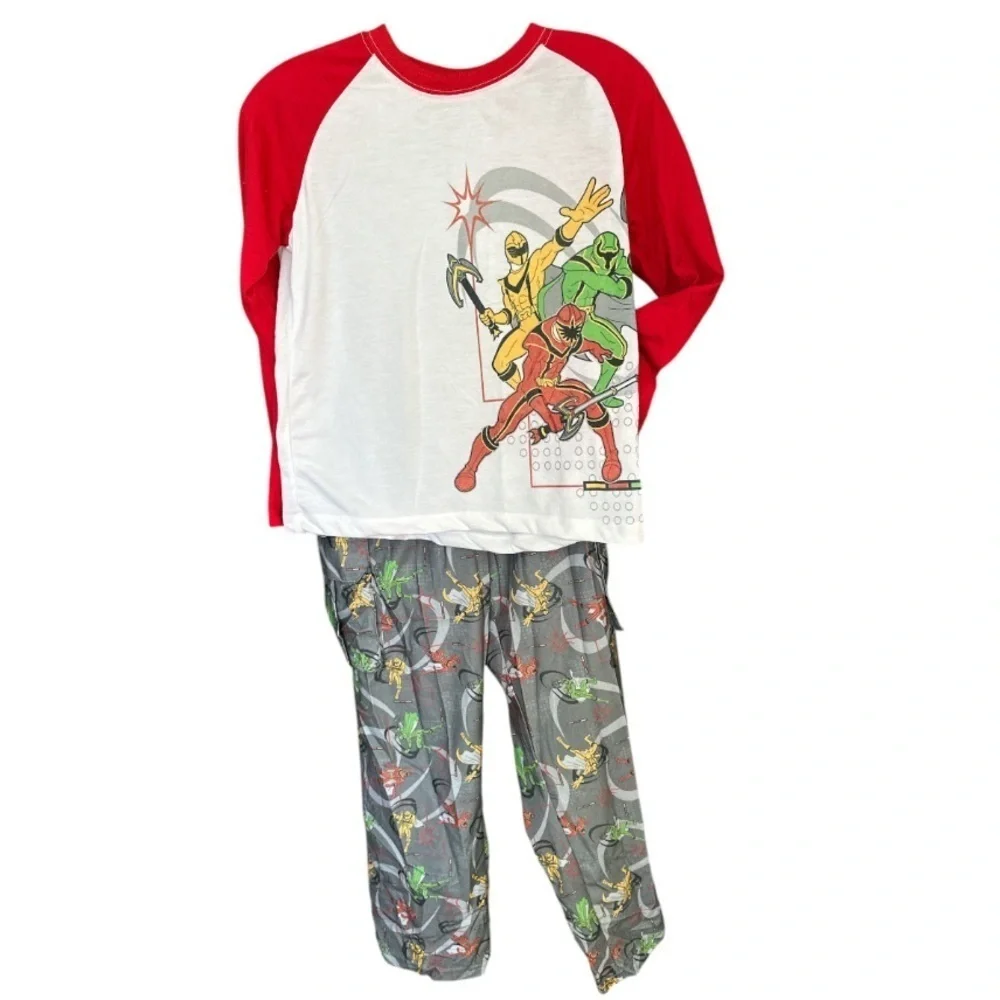 Disney Power Rangers Pajamas Raglan Top Printed Cargo Bottom Elastic Waistband